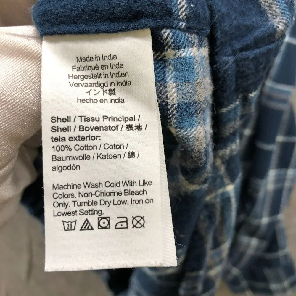 J. Crew Classic Plaid Flannel Shirt‎ Mens XL Blue Plaid Cotton